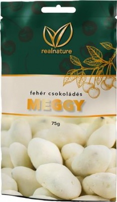 Aszalt meggy, 75 g, REAL NATURE, fehércsokoládés